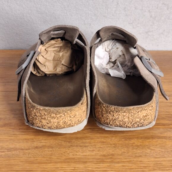 Birkenstock Boston Unisex 41 EU Taupe Suede Clogs Slip On Comfort Shoes - Picture 3 of 16